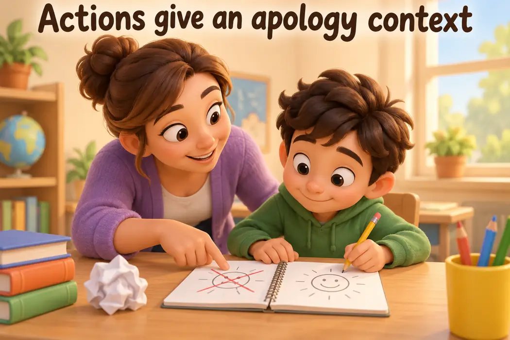 Actions give an apology context