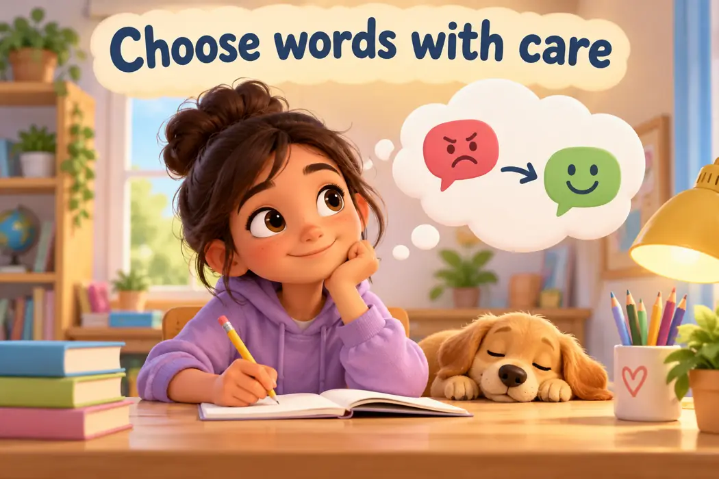 Choose words with care in a playful teaching illustration