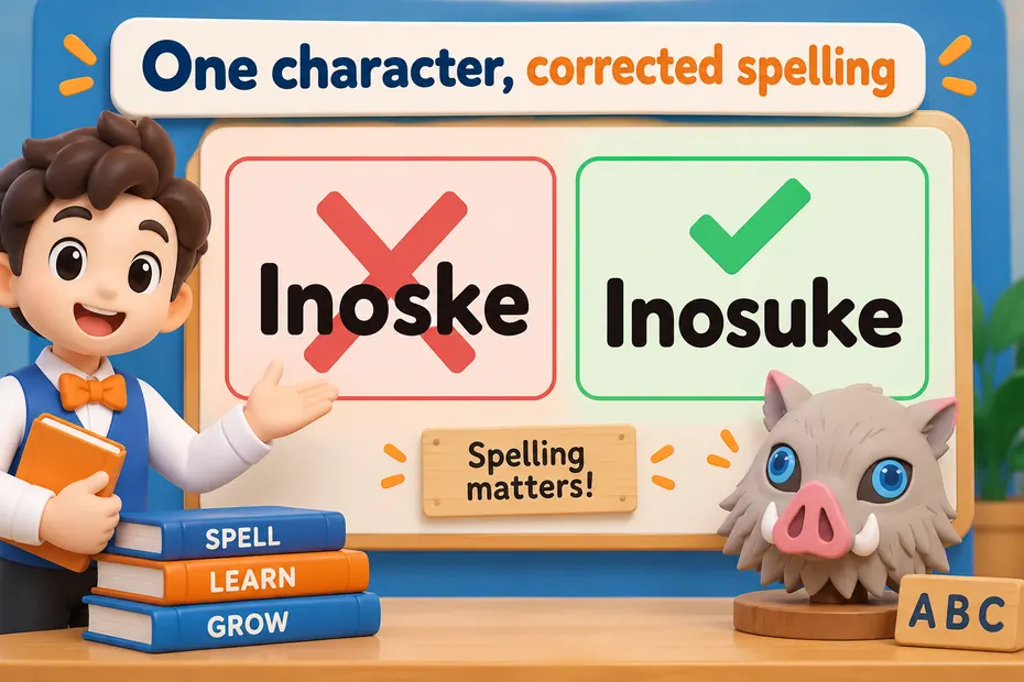 Spelling correction Inoske to Inosuke for an anime name quiz