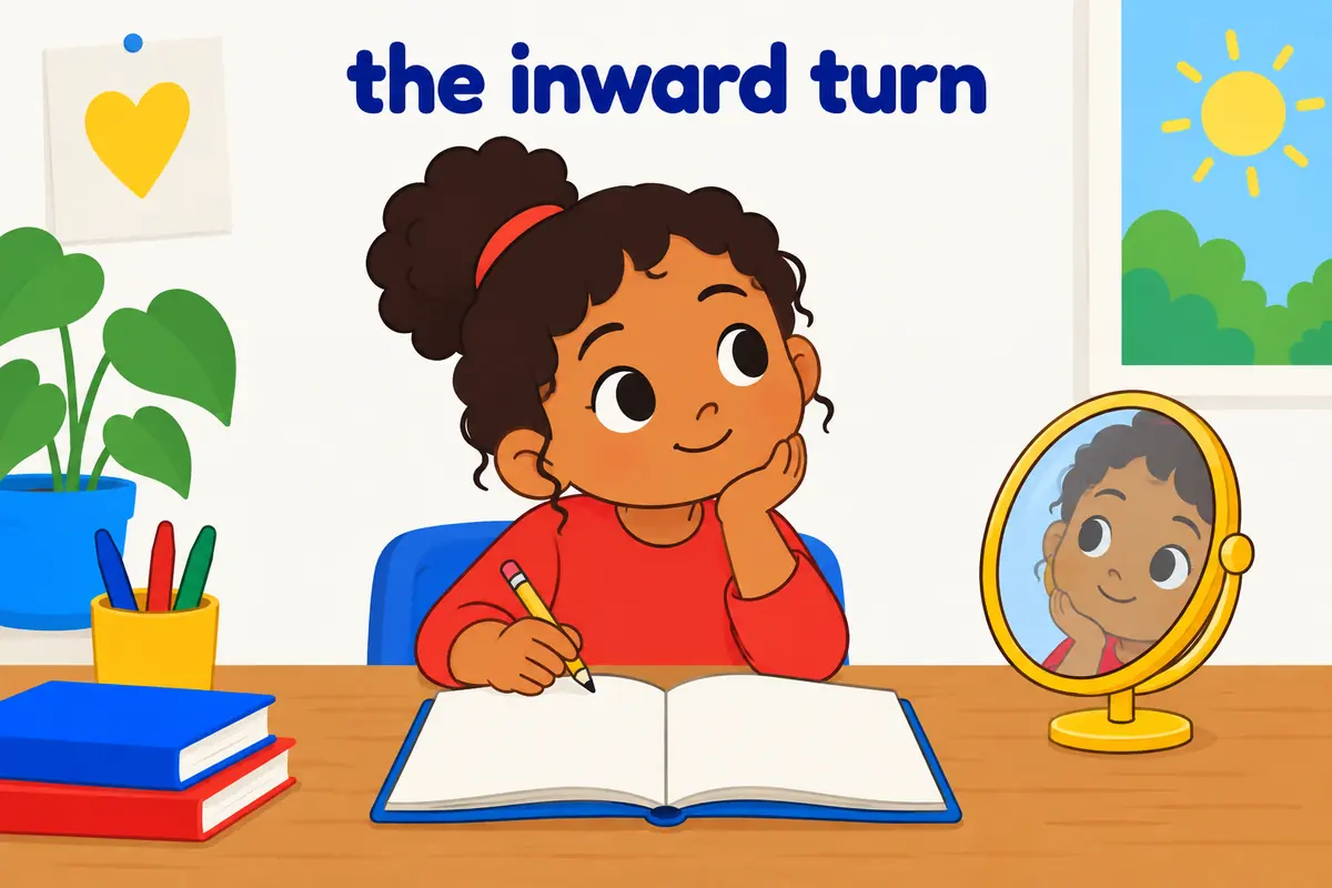 Introspective describes the inward act of examining one’s thoughts, not a particular emotion.