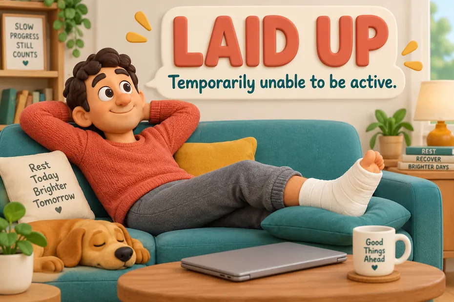 Laid up means temporarily unable to be active.