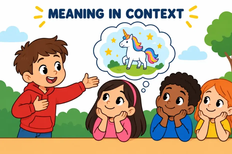 Cartoon example illustrating lead on in a sentence and its meaning.