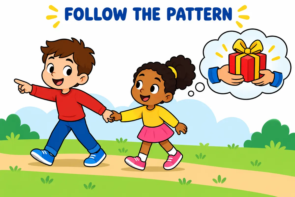 A cartoon demonstrates the grammar pattern for lead on.