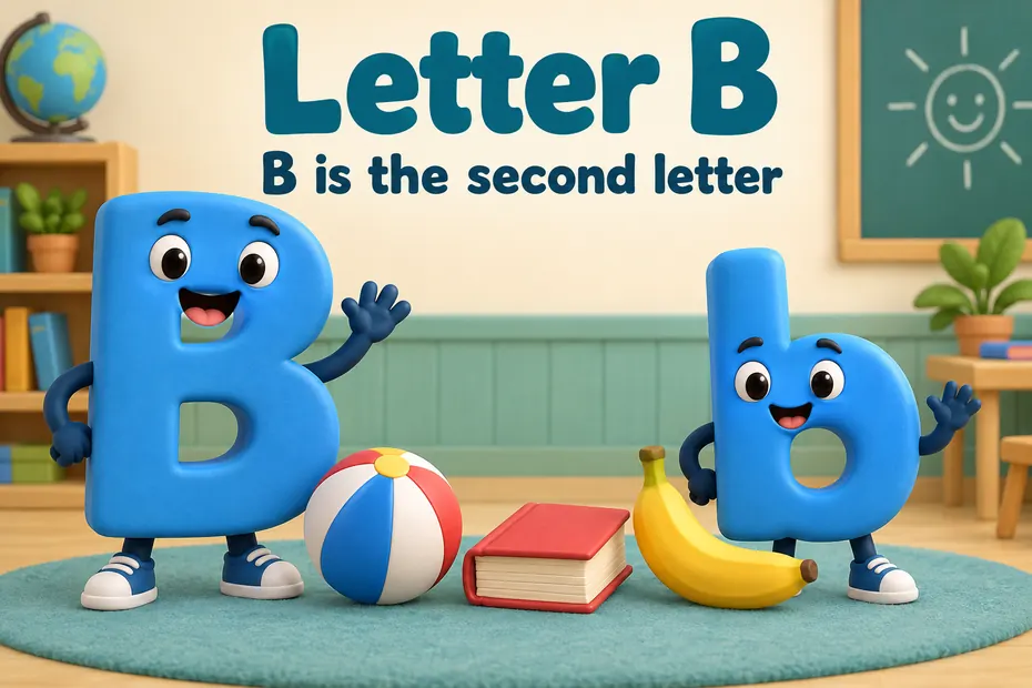Letter B is the second letter of the alphabet.