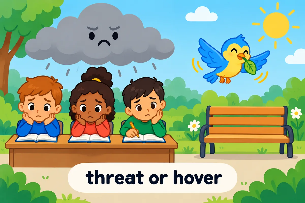 A single cartoon scene contrasts a dark cloud over a worried team with a bright bird hovering calmly nearby.