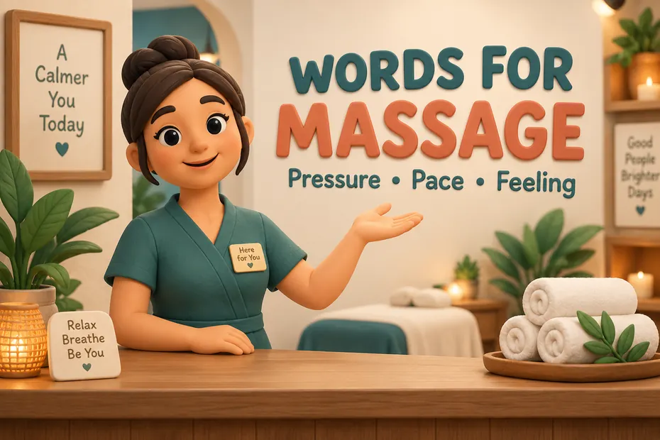 Words for massage describe pressure, pace, and feeling.