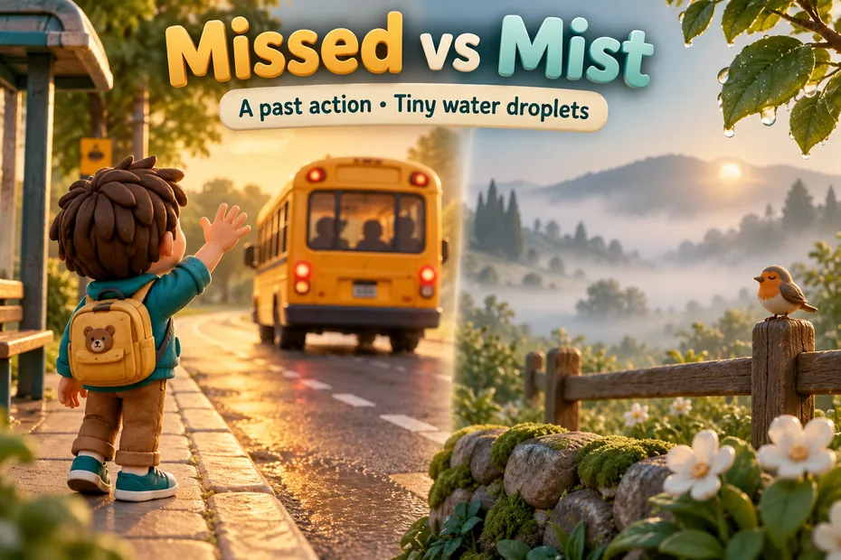Missed vs mist: a past action versus tiny water droplets
