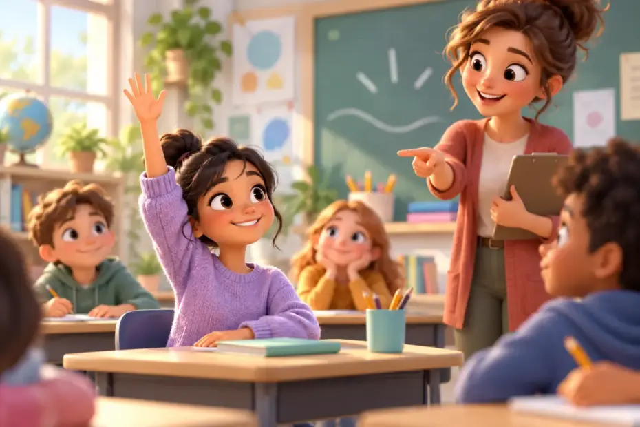A teacher identifies a student as the focus of a classroom example.