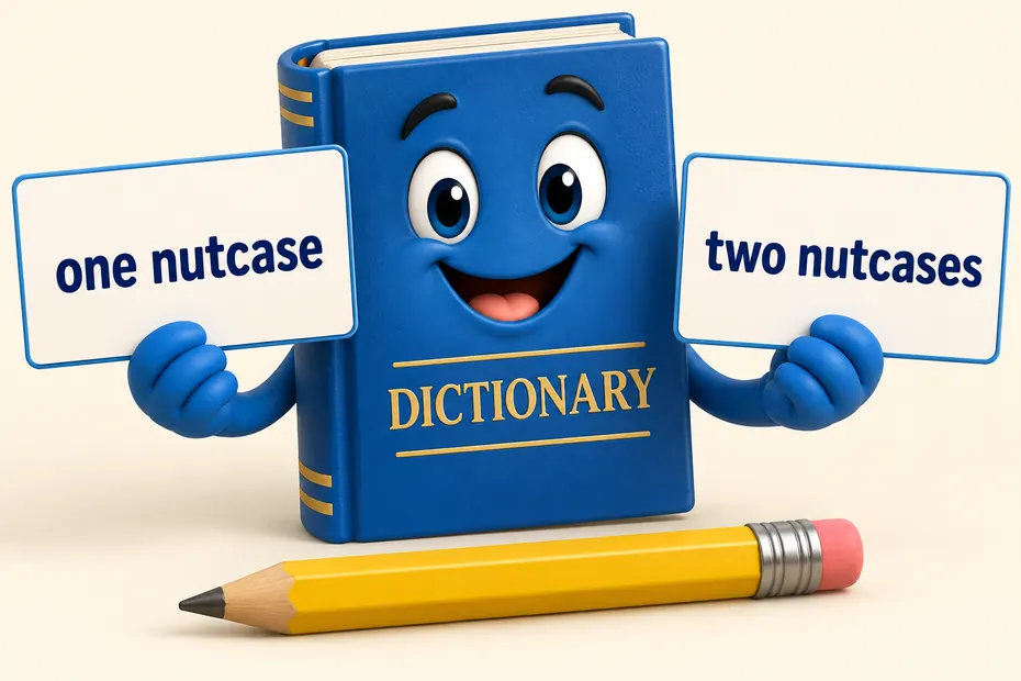 One nutcase and two nutcases show singular and plural forms.