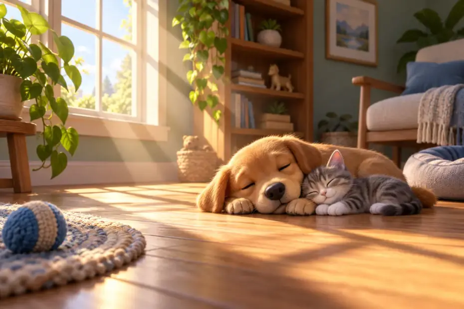 Sunlight enters a quiet room diagonally through a window and falls across a wooden floor.