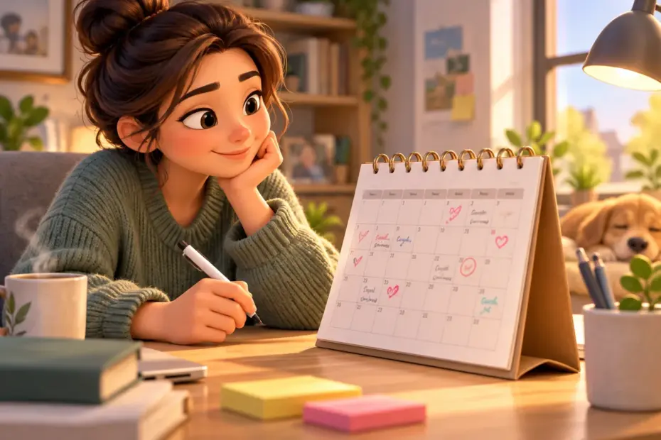A person reviews a calendar showing a recent stretch of days.