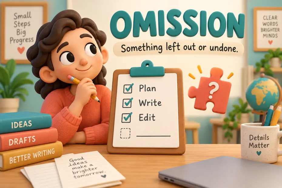 Omission means something left out or undone.
