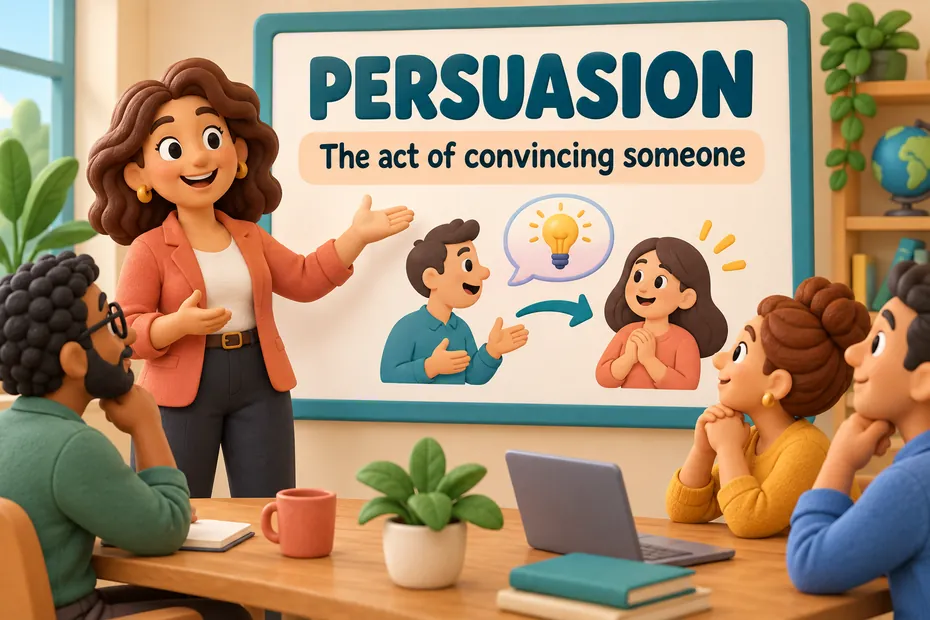 Persuasion is the act of convincing someone.