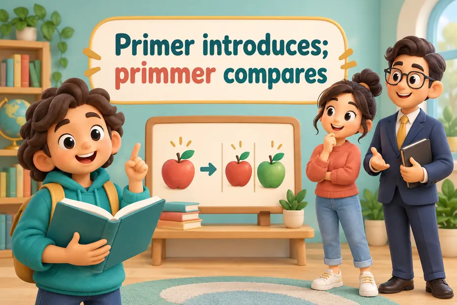 Primer introduces; primmer compares