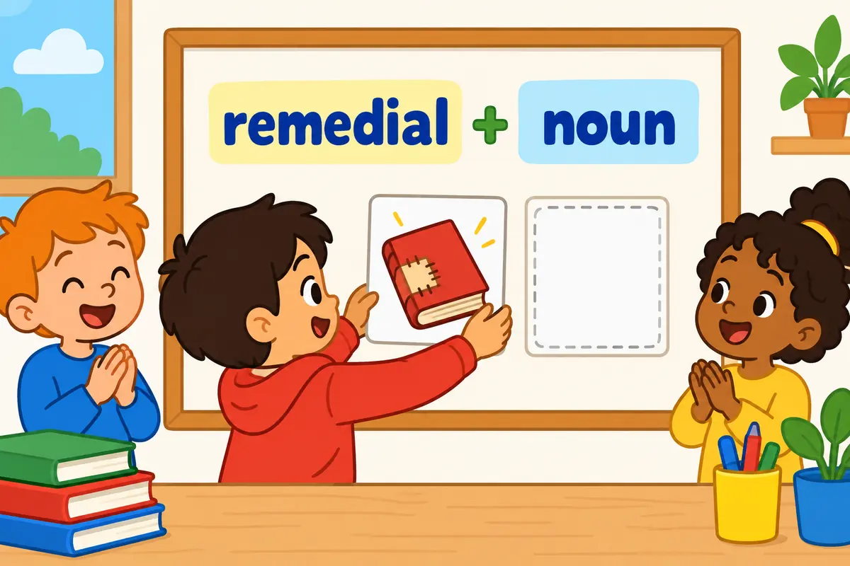 Remedial describes the support or practice used to repair a weakness.