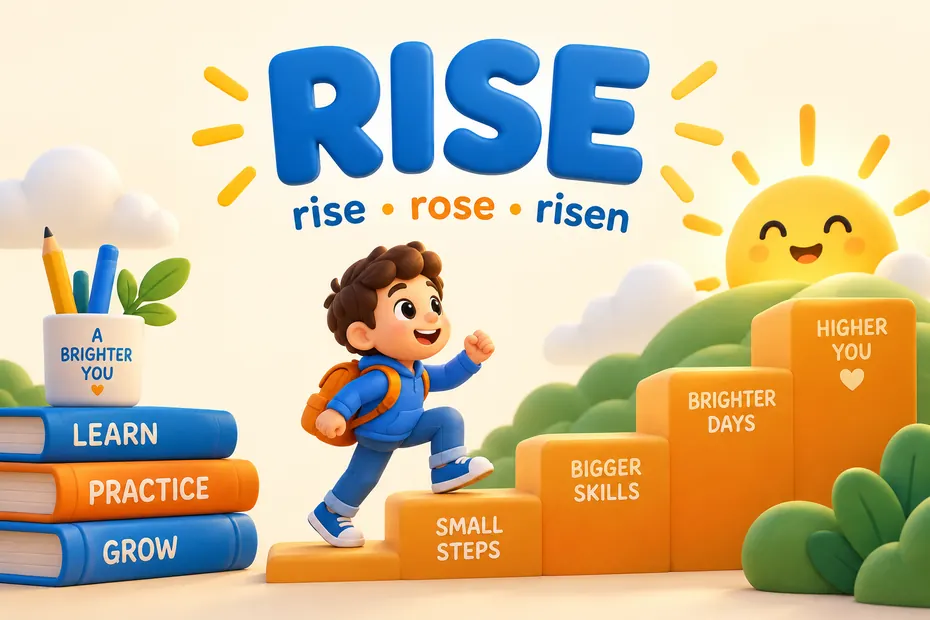 Rise verb forms: rise, rose, risen.