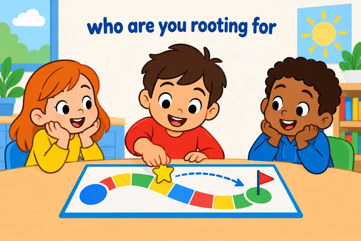 A child moves a star along a path toward a goal, showing who someone roots for.
