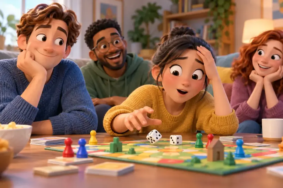 A player notices a rival’s harmless mistake during a board game.