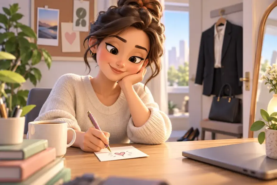 A person writes a short note before an interview.