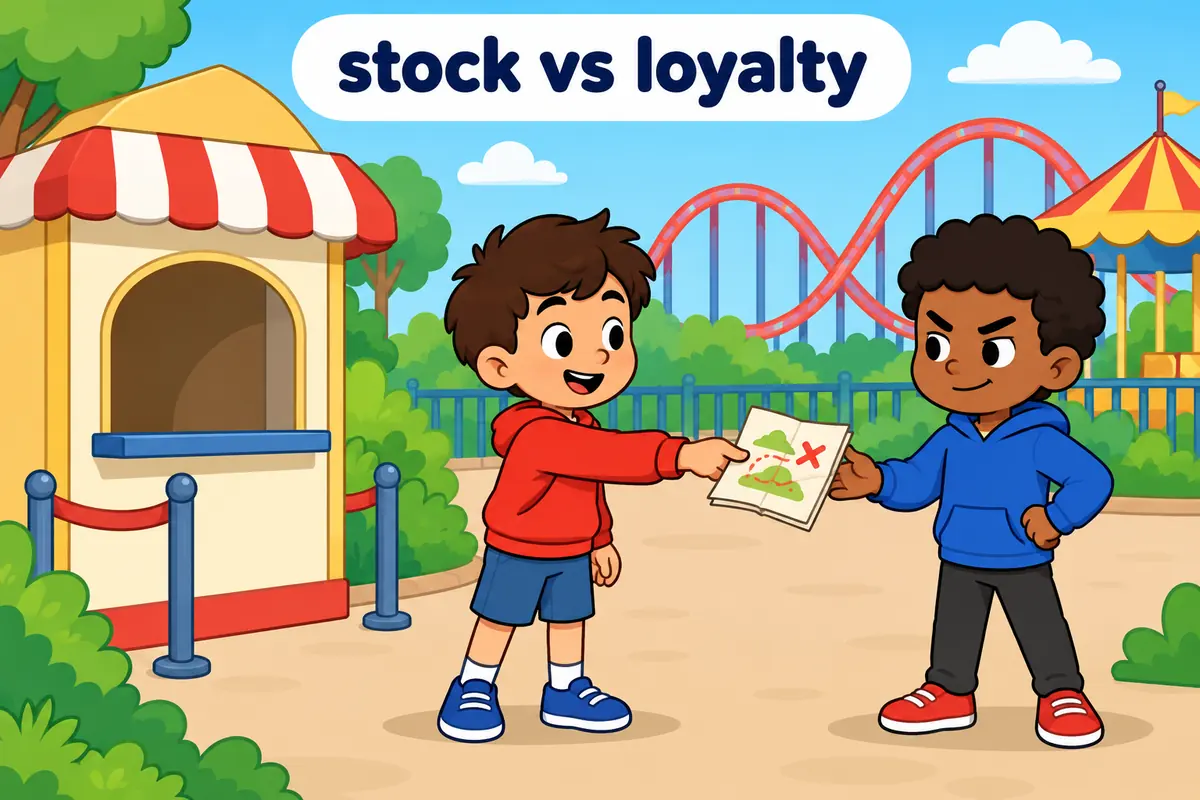 One unified cartoon scene illustrates One sell out empties a shelf; the other empties a friendship.