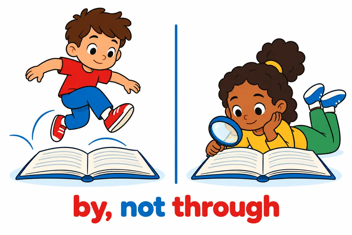 A split cartoon contrasts a child reading every line with a child jumping straight over a whole page.