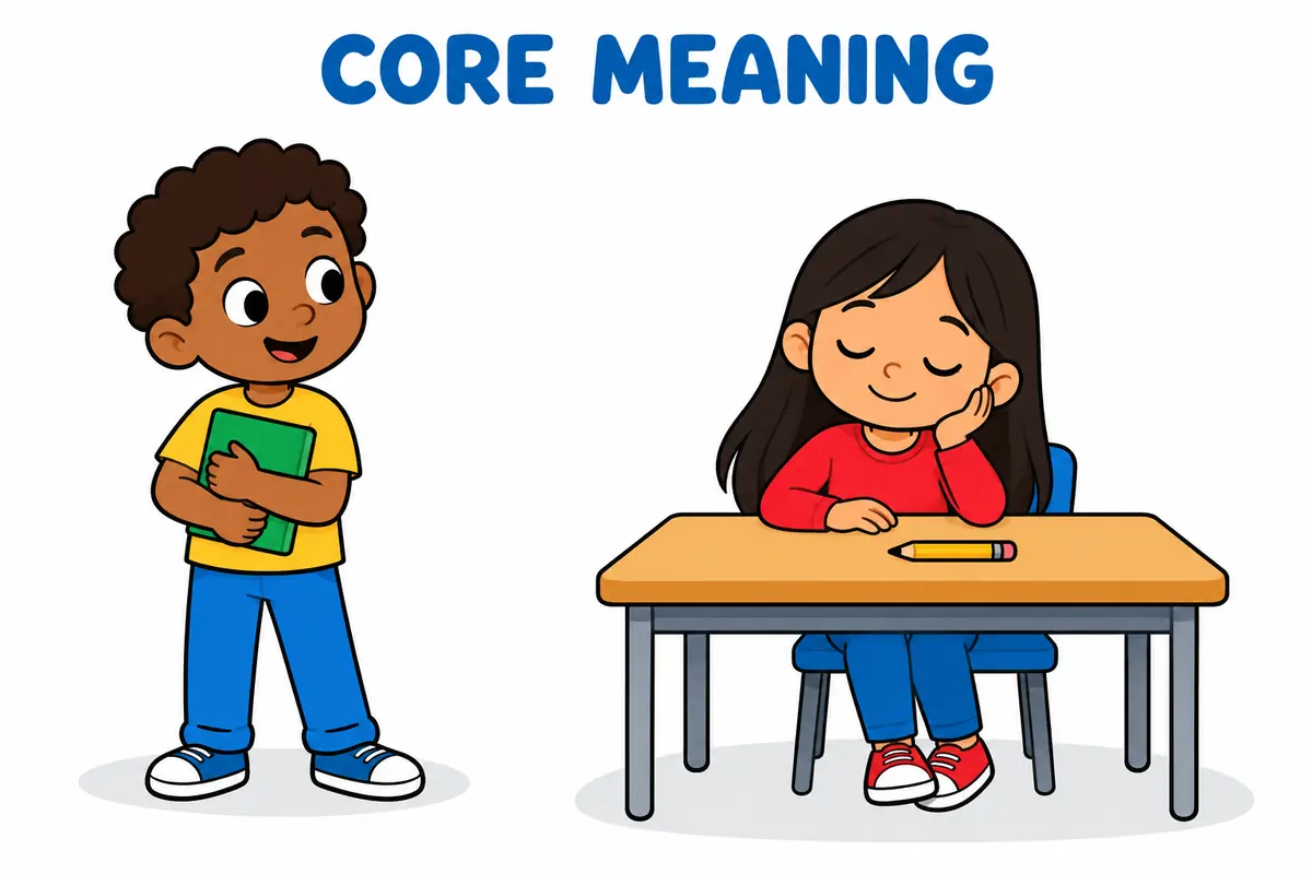 Cartoon children show Solitary Vs Solitude: Meaning and Usage, illustrating solitary vs solitude in context.
