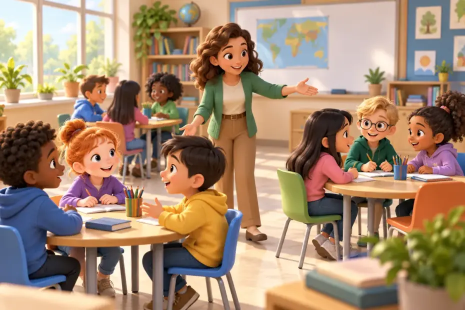 A teacher organises students into smaller groups.