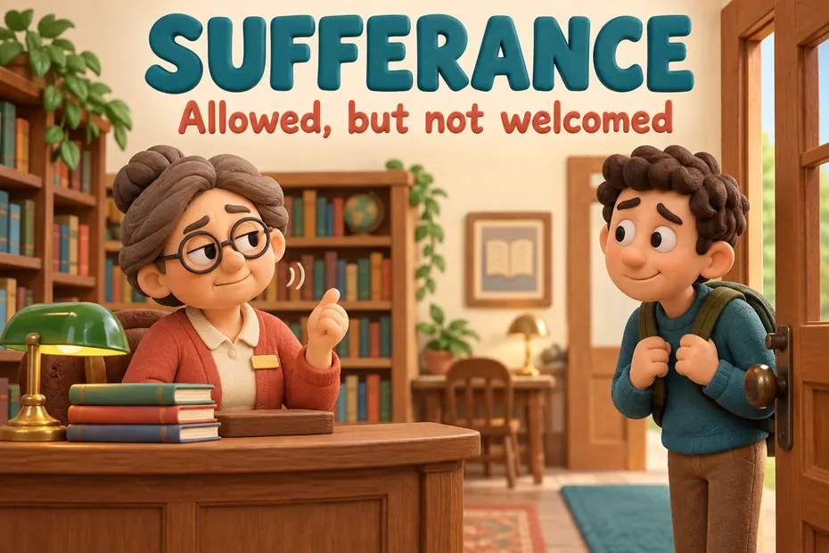 Sufferance can describe tolerated permission or endurance.