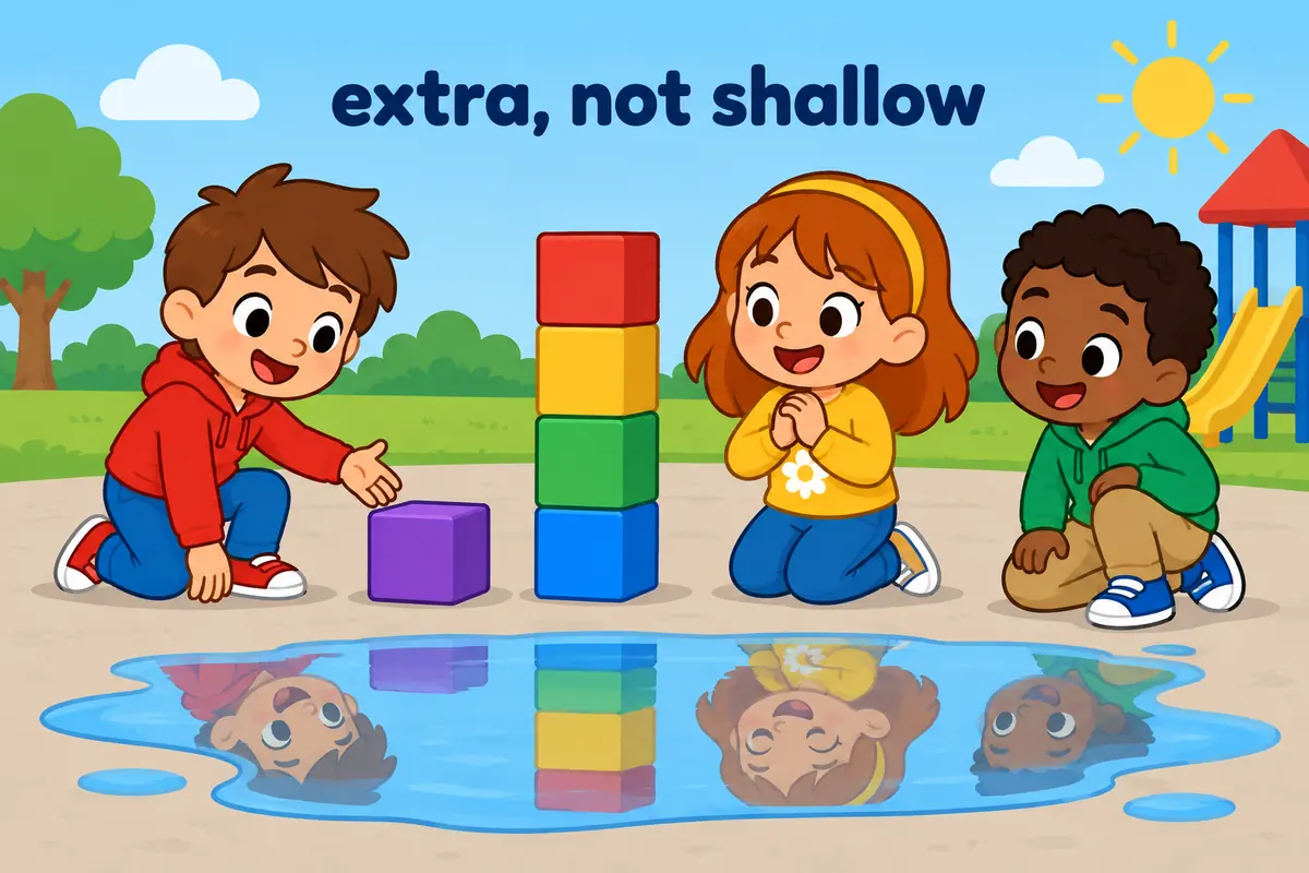 An extra item is superfluous, while superficial describes something shallow.