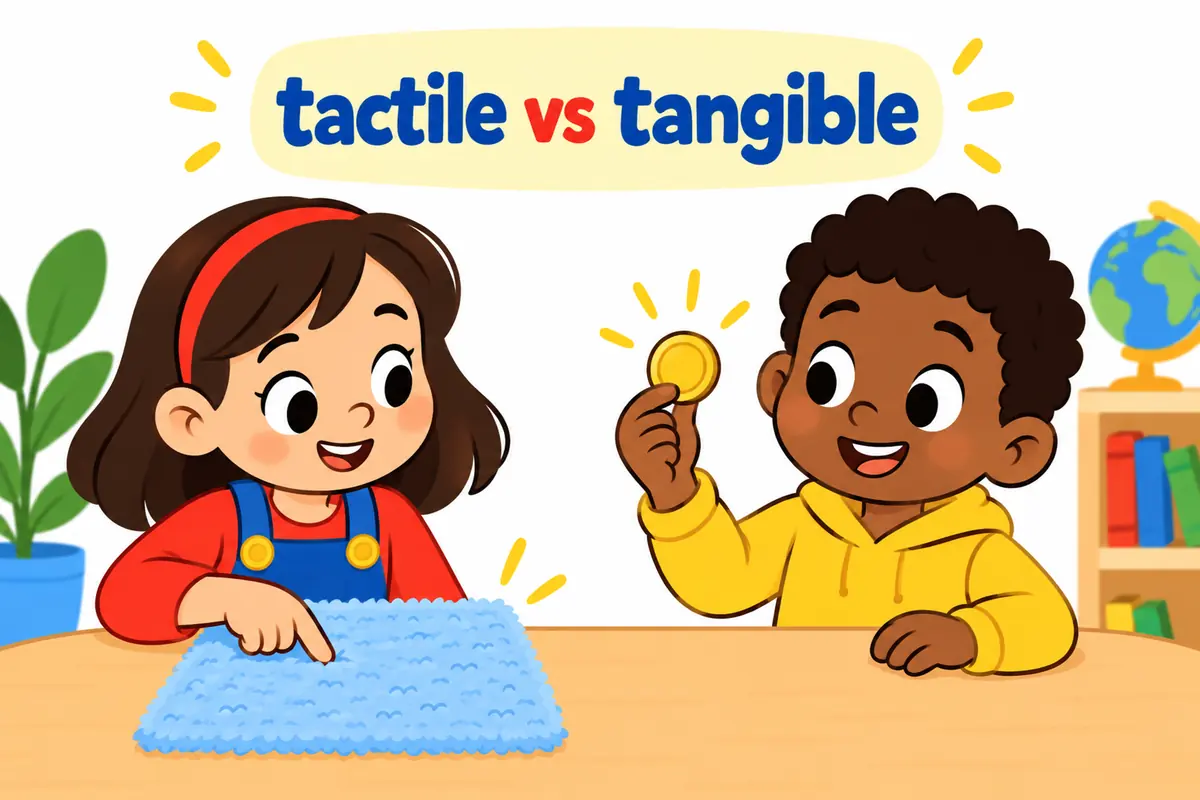 A cartoon single continuous scene contrasts fingers feeling a textured panel with a hand holding a solid gold coin as proof.