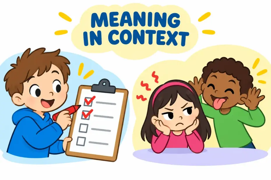Cartoon example illustrating tick off in a sentence and its meaning.