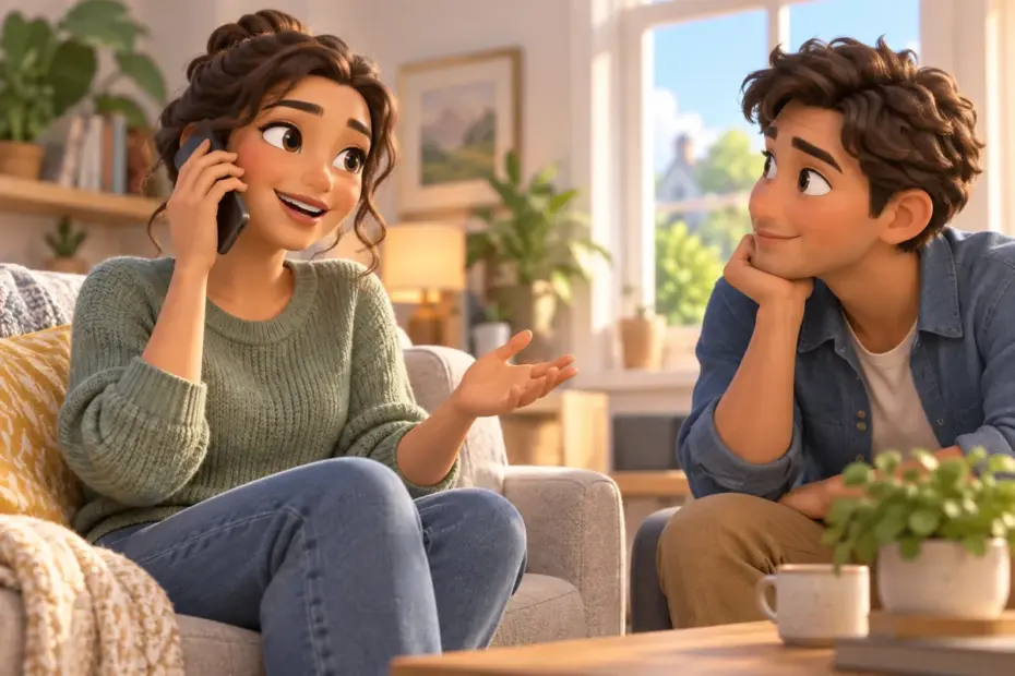 A calm speaker listens and responds warmly to a nervous caller.