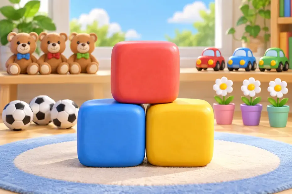 Three equal colorful blocks grouped together illustrate the threefold meaning of triple.