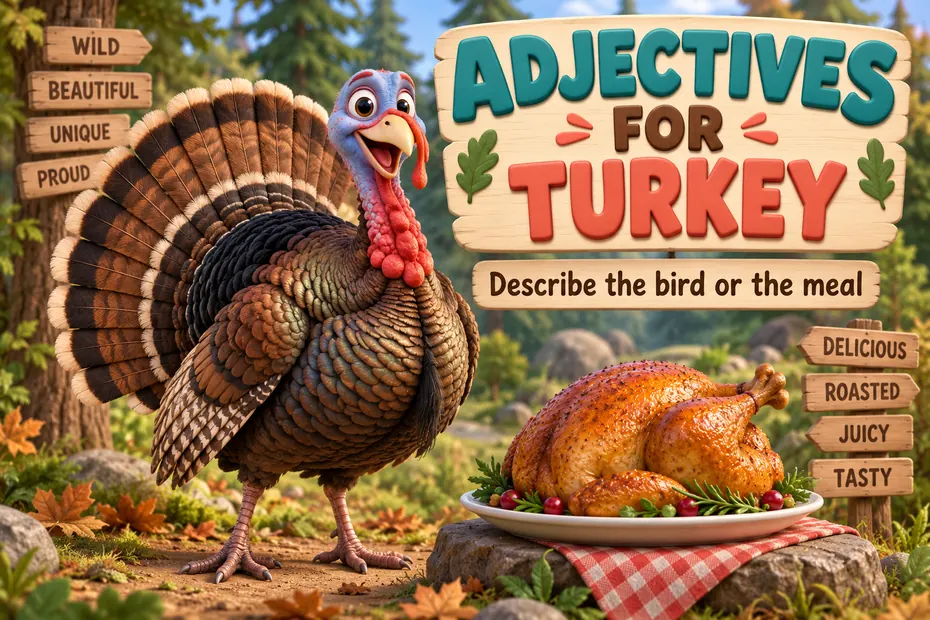Adjectives for turkey: describe the living bird or the prepared meal.