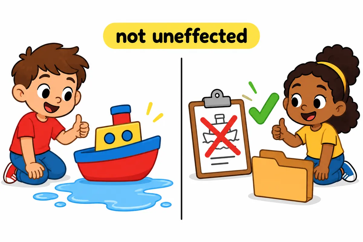 A cartoon split scene contrasts a dry unchanged toy with a crossed-out plan that was never carried out.