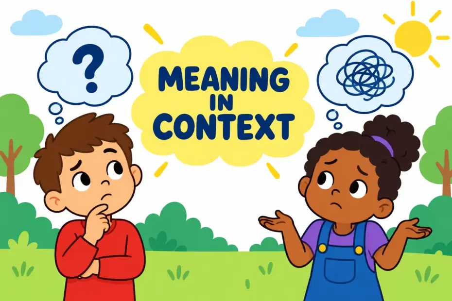 Cartoon example illustrating uncertain vs unsure in a sentence and its meaning.