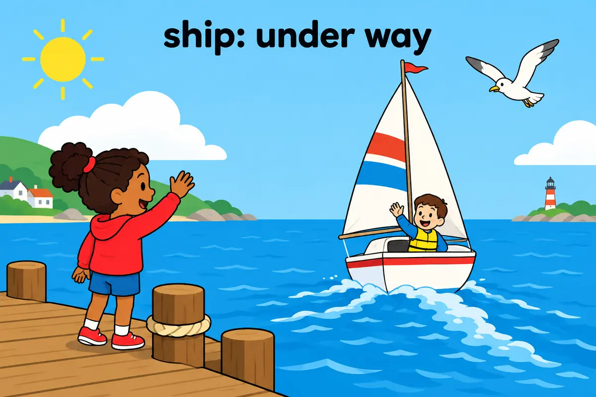 The two-word form keeps its nautical sense of a vessel moving.