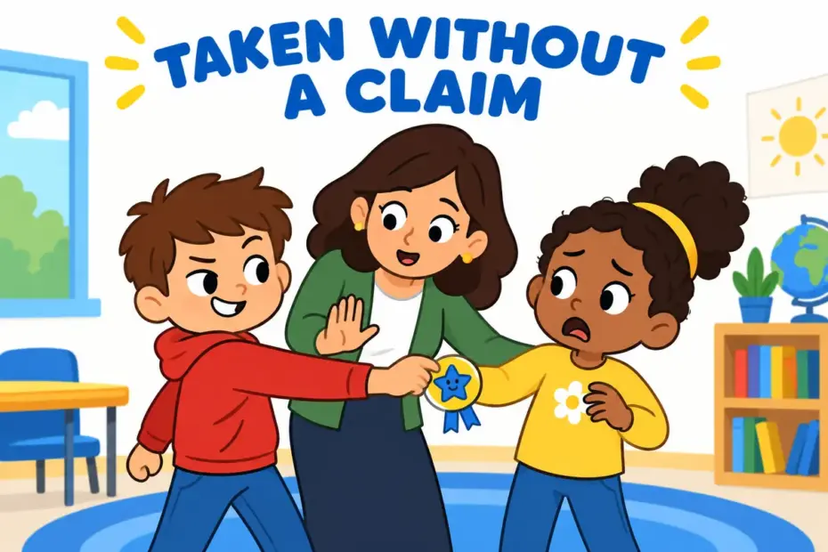 A pupil wrongfully takes another child’s classroom role, illustrating usurp in a sentence as an illegitimate takeover.