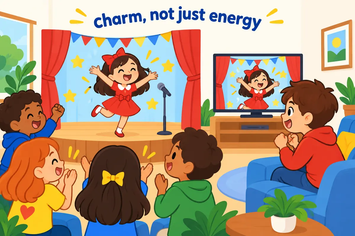 Two cartoon panels contrast a vivacious girl who lights up a room with a boy watching a game on a screen from his sofa.