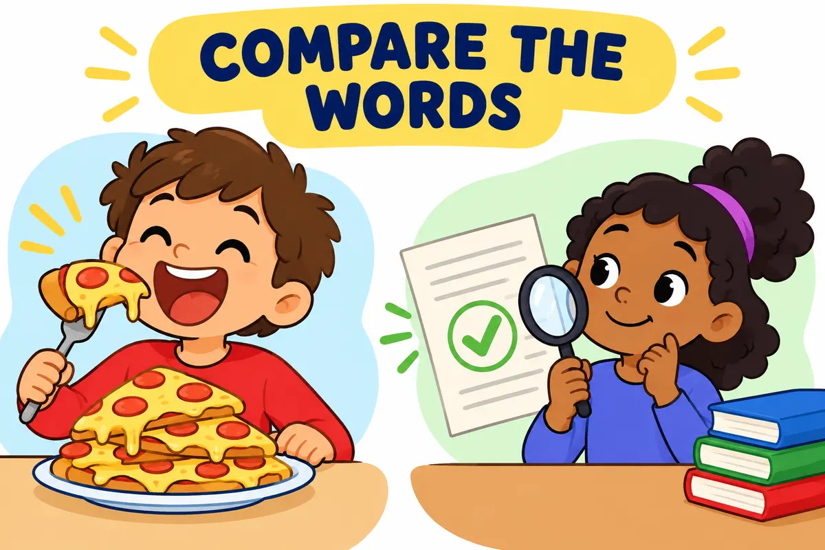 A cartoon contrasts voracious vs veracity with the related term veracity.