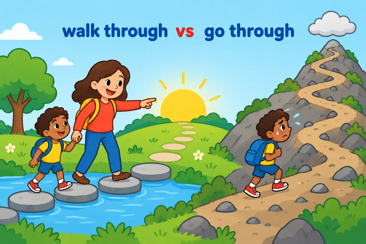 A split cartoon contrasts a guide leading a child through numbered steps with a child walking a long winding road alone.