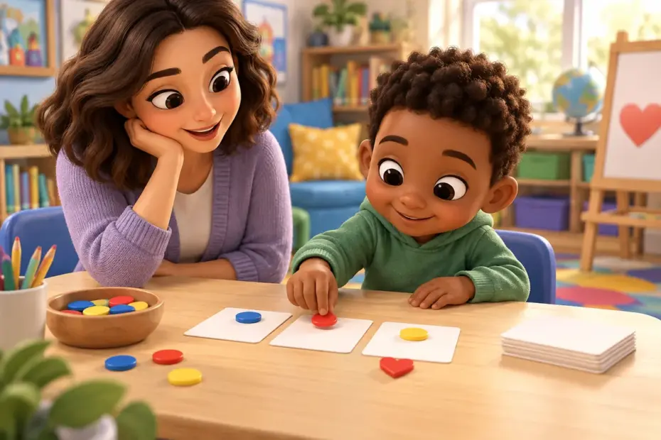 A teacher helps a child connect sound tiles and blank letter cards during reading instruction.