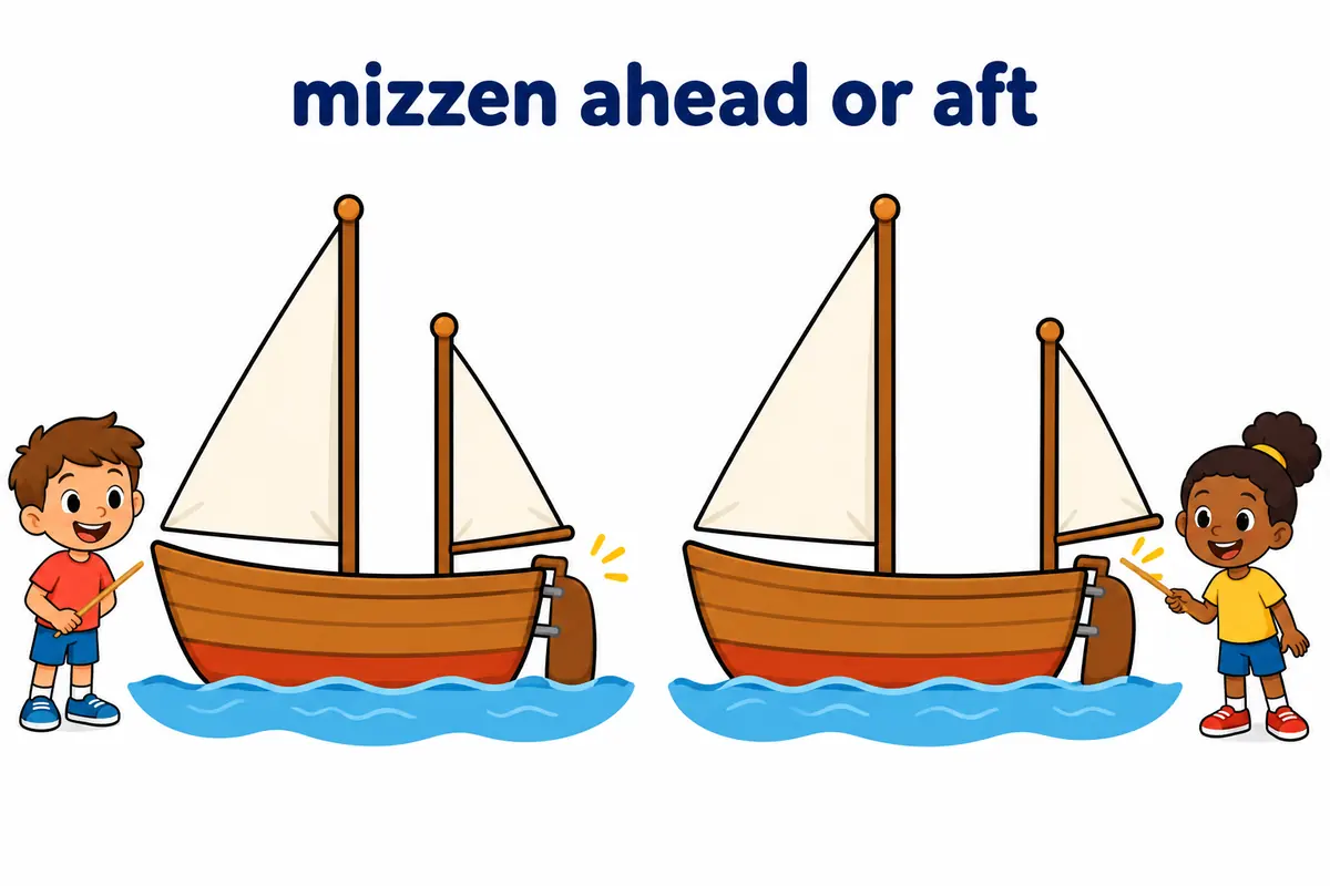 Cartoon boats show the mizzen mast ahead of the rudder on a ketch and behind it on a yawl.