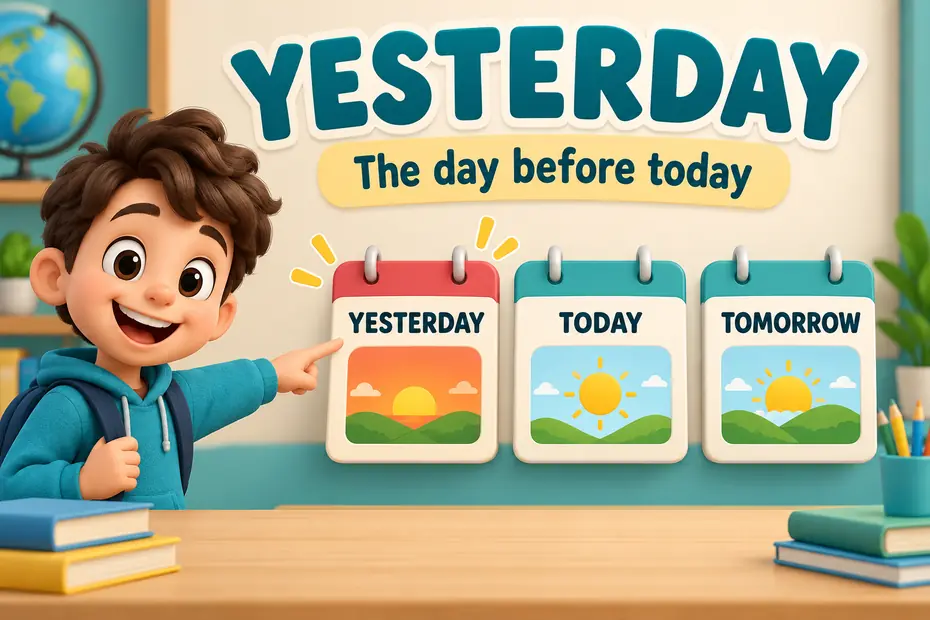 Yesterday means the day before today.
